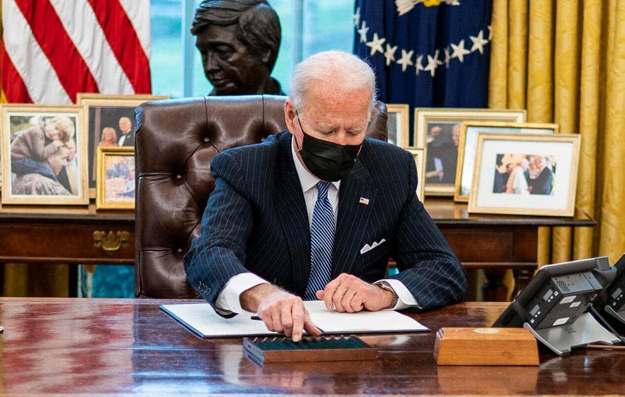 President Joe Biden at his desk