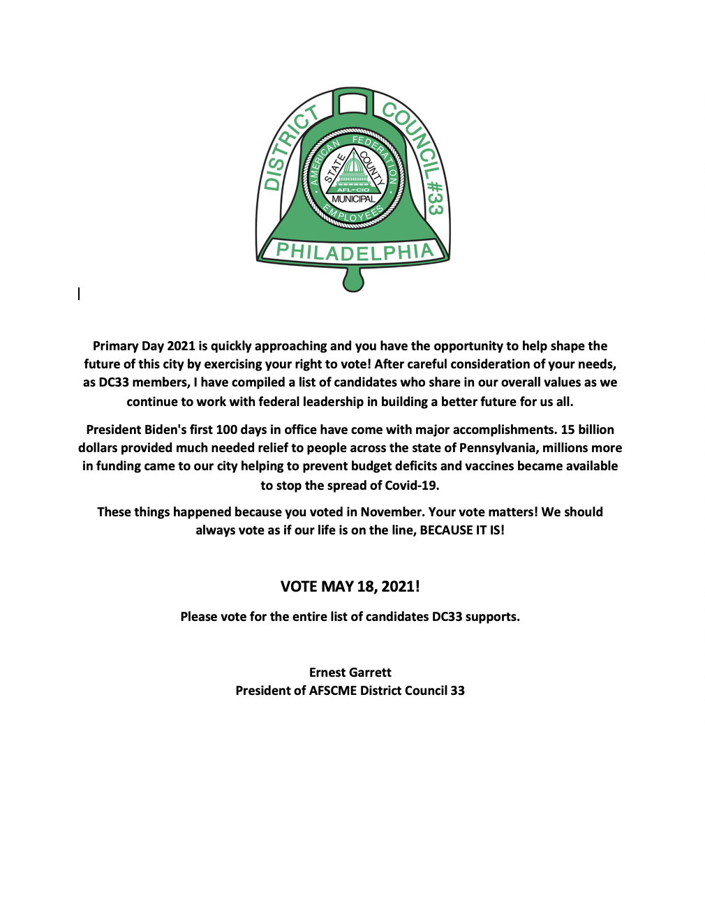 Political Information District Council 33